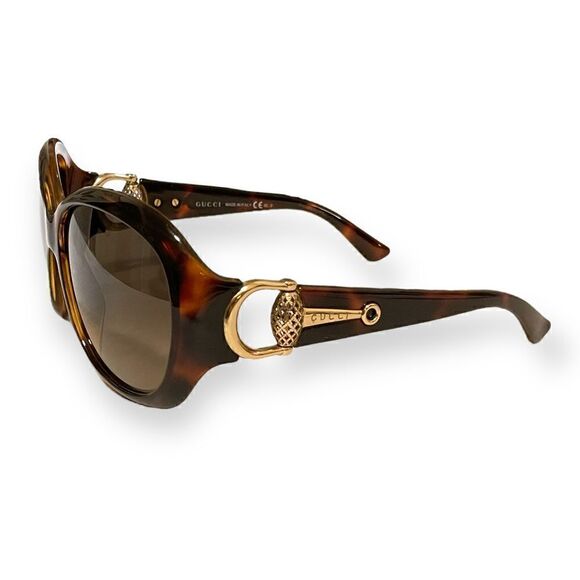 ❤️SOLD❤️Oversized GUCCI Tortoise Frames with classic gold tone Horse-bit Design - Picture 1 of 10